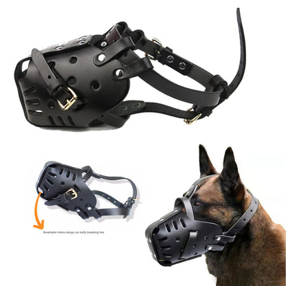 Leather Basket Dog Muzzle