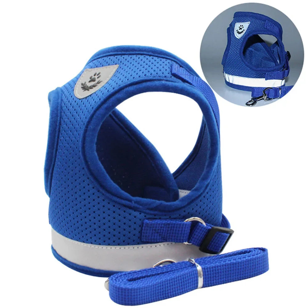 Reflective Mesh Cat and Dog Harness Set