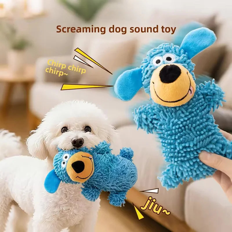 Plush Squeaky Teething Dog Toy