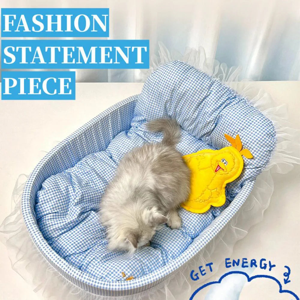 Lace-Trimmed Cat Princess Bed