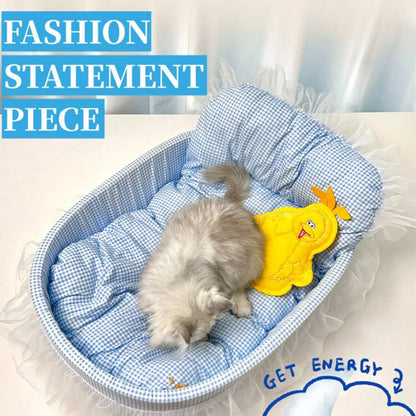 Lace-Trimmed Cat Princess Bed