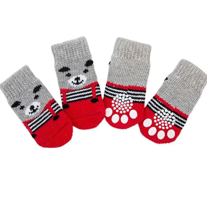 4-Pack Winter Knit Dog Socks