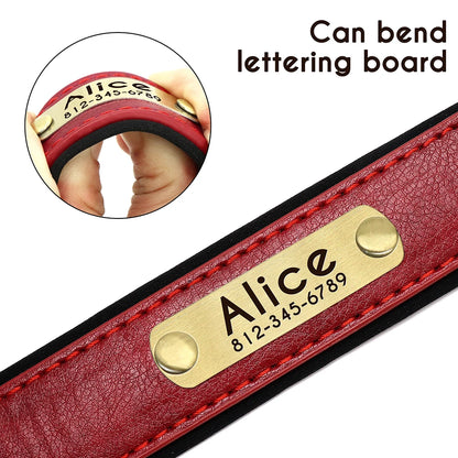 Engraved Leather Dog Collar and Leash Set