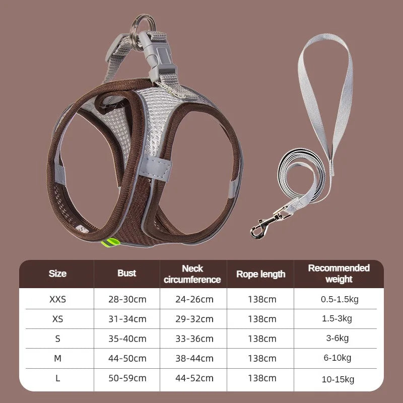 Adjustable Puppy and Cat Harness Set