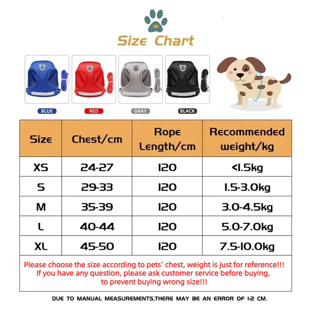 Reflective Mesh Cat and Dog Harness Set
