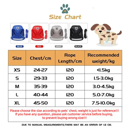 Reflective Mesh Cat and Dog Harness Set