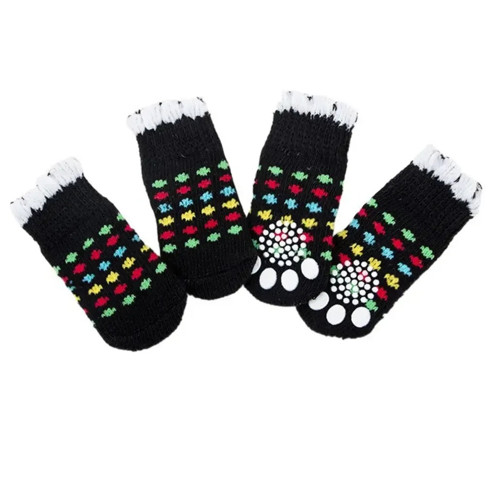 4-Pack Winter Knit Dog Socks