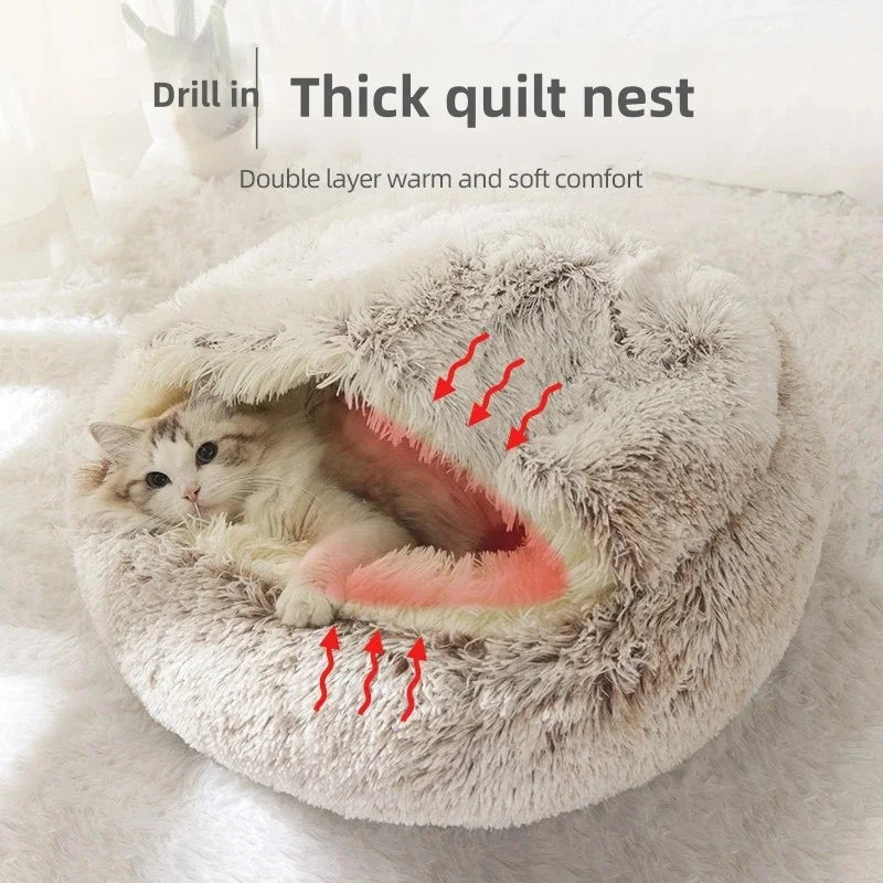Semi-Enclosed Plush Cat Nest