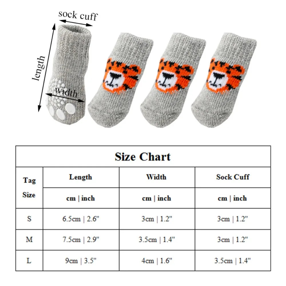 4-Pack Winter Knit Dog Socks