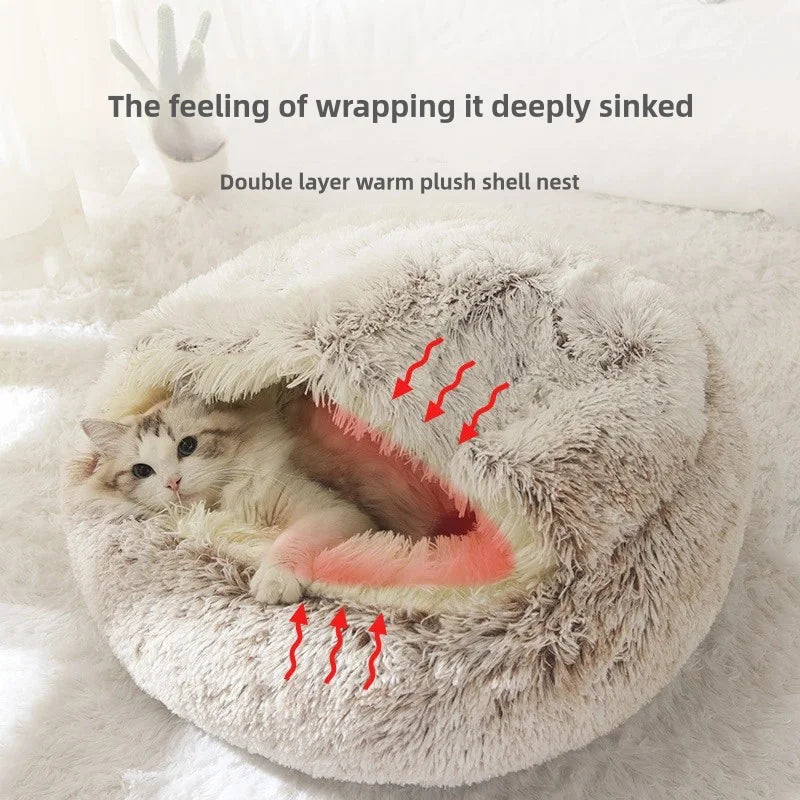 Semi-Enclosed Plush Cat Nest