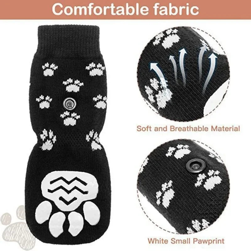 Anti-Slip Dog Socks with Straps (4-Pack)