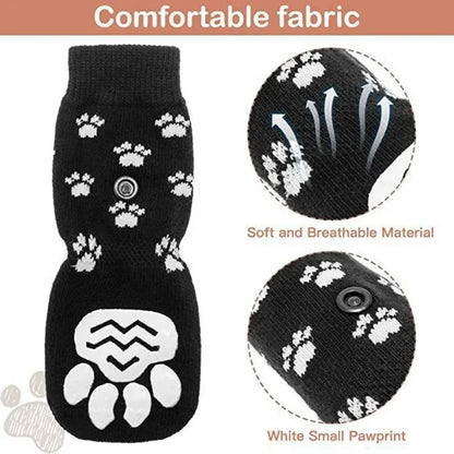 Anti-Slip Dog Socks with Straps (4-Pack)