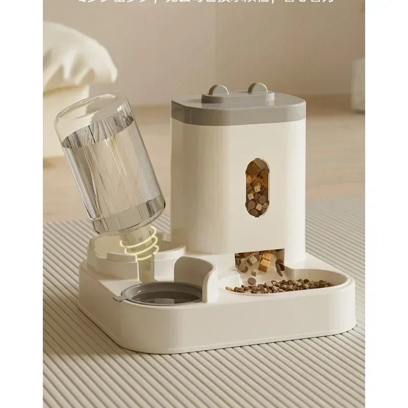 Pet Food Bowl with Water Fountain Stand