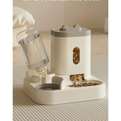 Pet Food Bowl with Water Fountain Stand