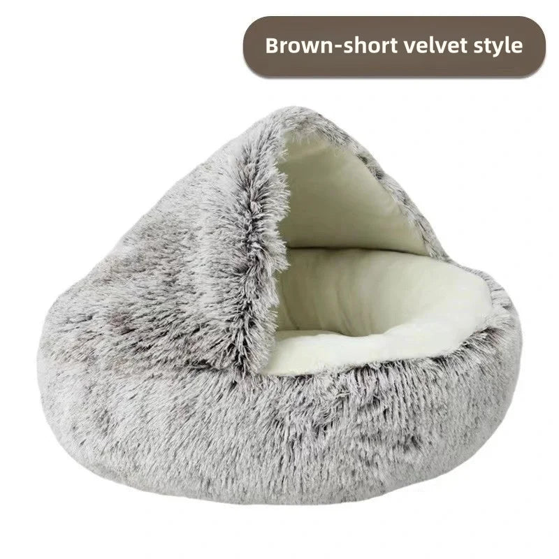 Semi-Enclosed Plush Cat Nest