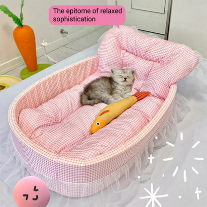 Lace-Trimmed Cat Princess Bed