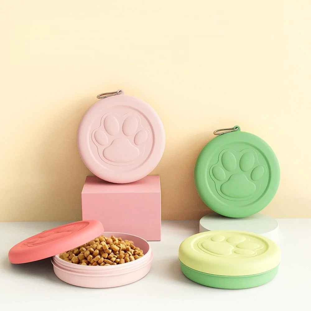Portable Travel Pet Bowl with Treat Box