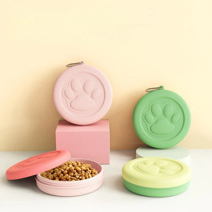Portable Travel Pet Bowl with Treat Box