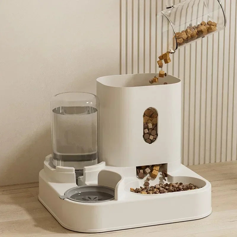Pet Food Bowl with Water Fountain Stand