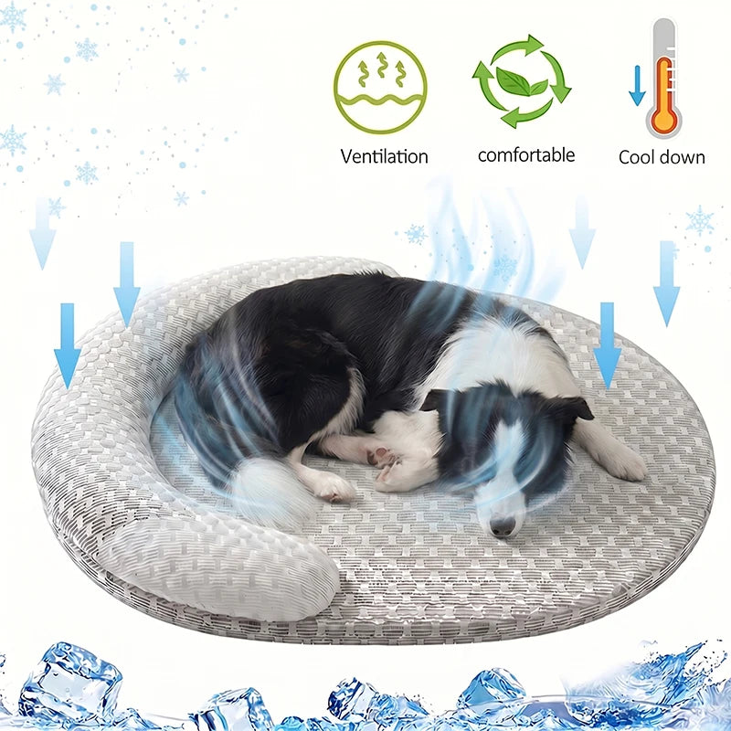 Oval Ice Silk Cooling Pet Bed