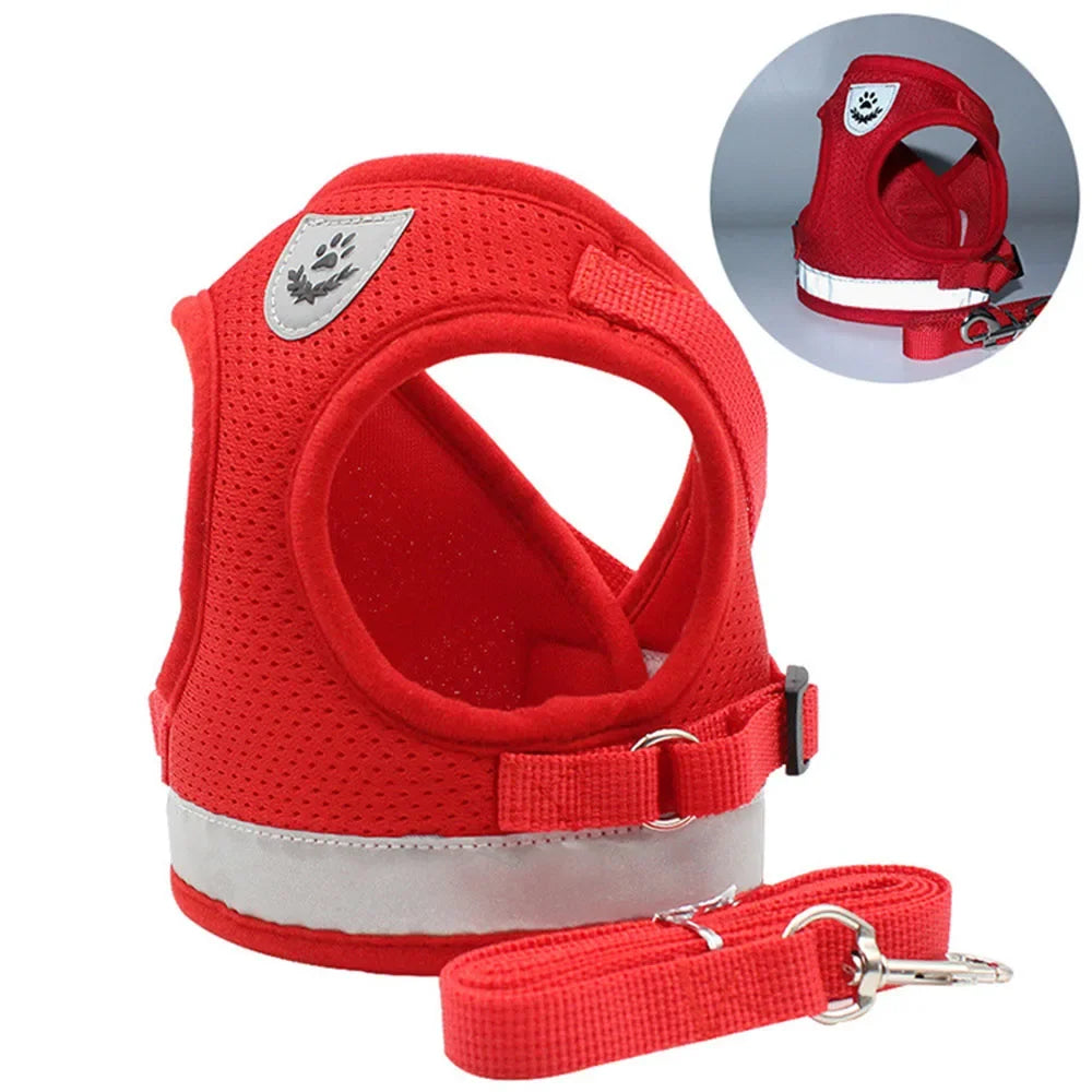 Reflective Mesh Cat and Dog Harness Set