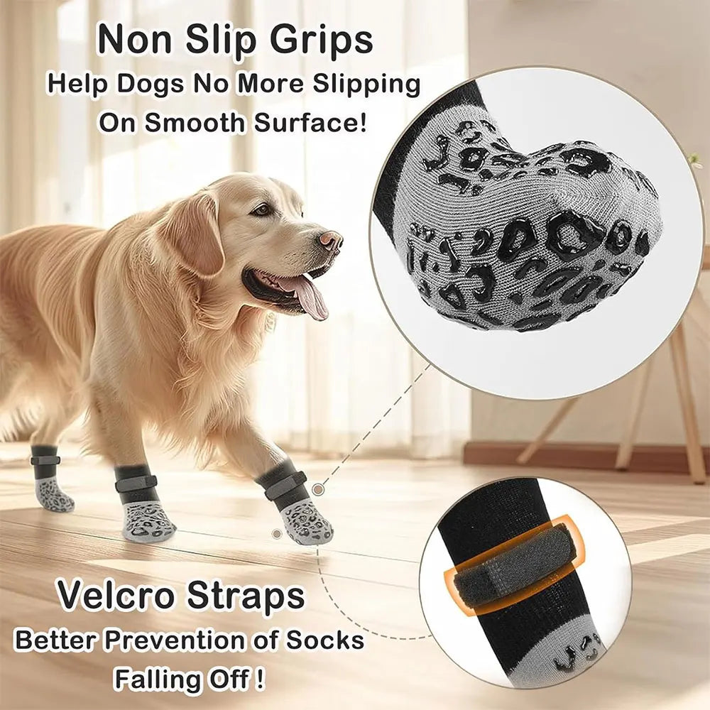 Anti-Slip Grip Dog Socks (4-Pack)