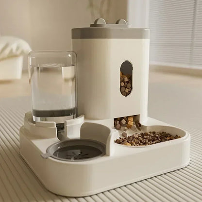 Pet Food Bowl with Water Fountain Stand