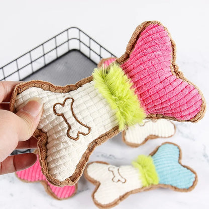 Plush Squeaky Bone Chew Toy