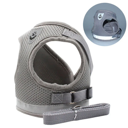 Reflective Mesh Cat and Dog Harness Set