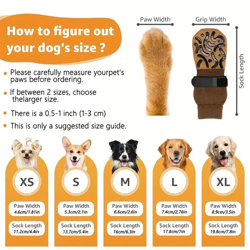Anti-Slip Dog Socks, 4-Pack