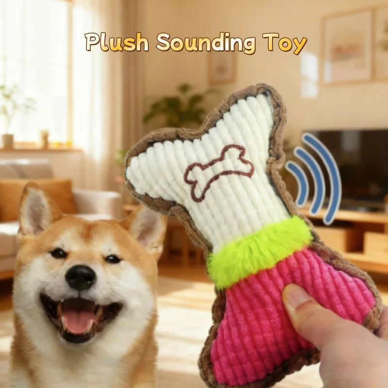Plush Squeaky Bone Chew Toy