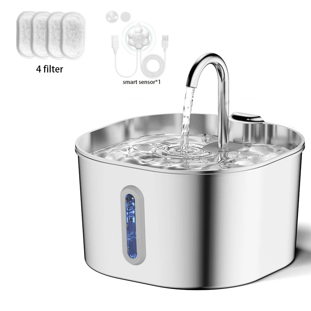 Stainless Steel Cat Water Fountain 2.2L
