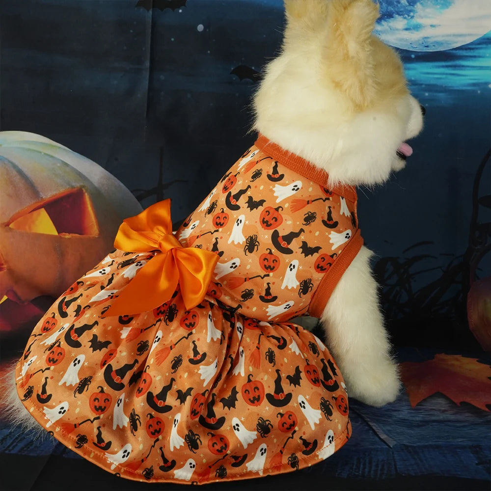 Pumpkin Print Dog Halloween Dress