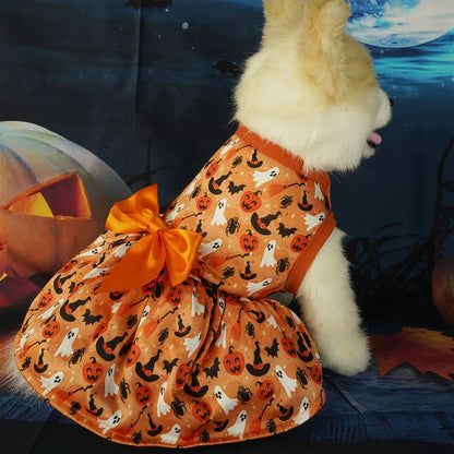 Pumpkin Print Dog Halloween Dress