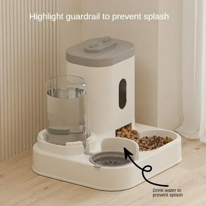 Pet Food Bowl with Water Fountain Stand