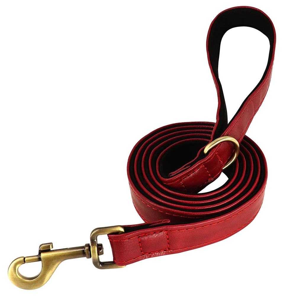 Engraved Leather Dog Collar and Leash Set