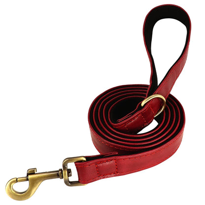 Engraved Leather Dog Collar and Leash Set