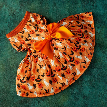 Pumpkin Print Dog Halloween Dress
