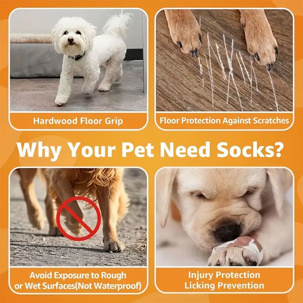 Anti-Slip Dog Socks, 4-Pack