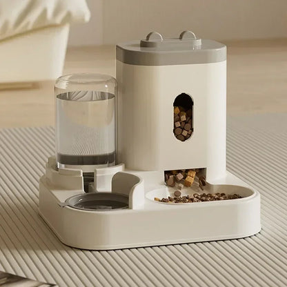 Pet Food Bowl with Water Fountain Stand