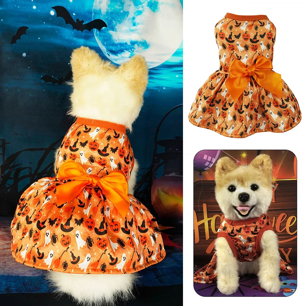 Pumpkin Print Dog Halloween Dress