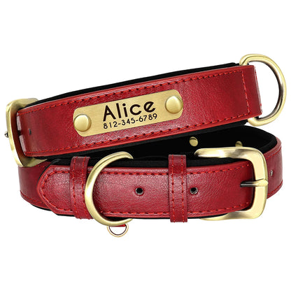 Engraved Leather Dog Collar and Leash Set