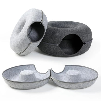 Felt Cat Donut Tunnel Bed