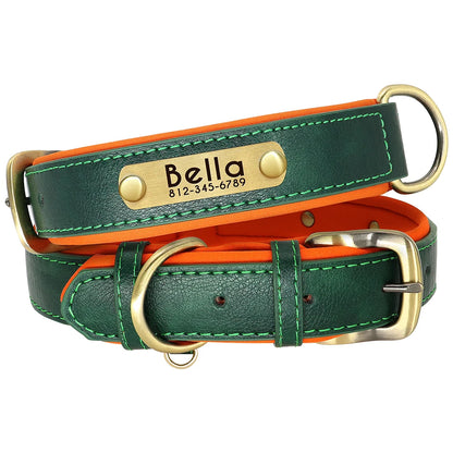 Engraved Leather Dog Collar and Leash Set