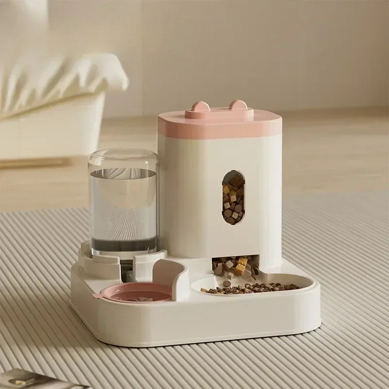 Pet Food Bowl with Water Fountain Stand