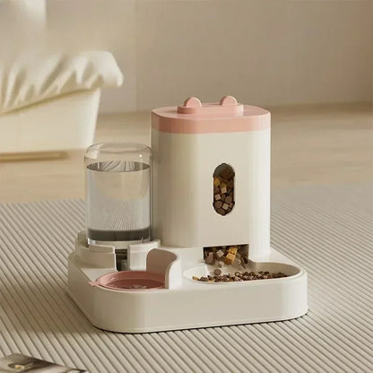 Pet Food Bowl with Water Fountain Stand