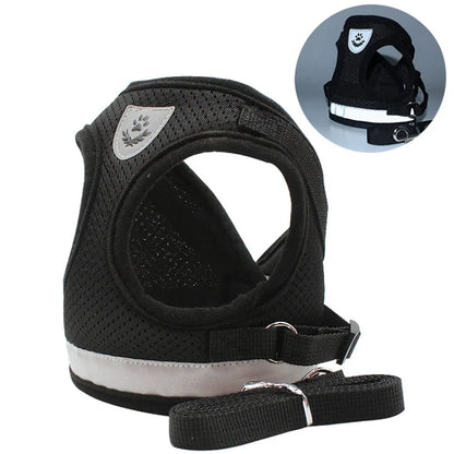 Reflective Mesh Cat and Dog Harness Set
