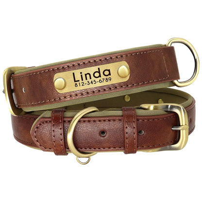 Engraved Leather Dog Collar and Leash Set