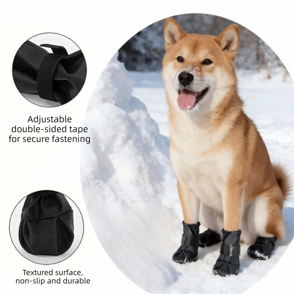 Waterproof High-Top Dog Shoes, 4-Pack