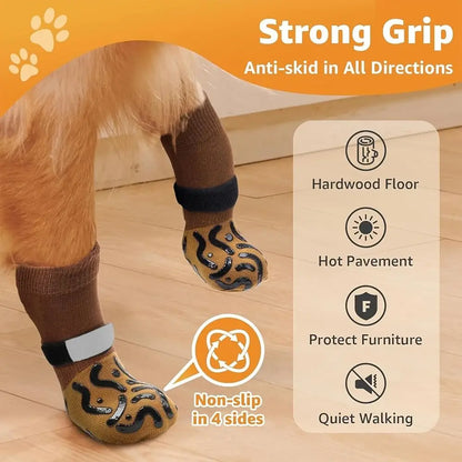 Anti-Slip Dog Socks, 4-Pack